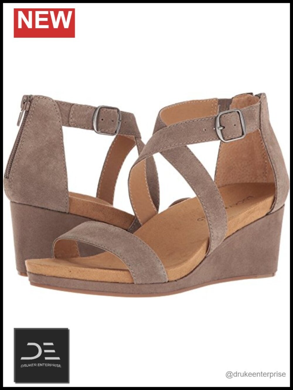 Lucky Brand Women's Kenadee Wedge Sandal Leather Ankle Strap